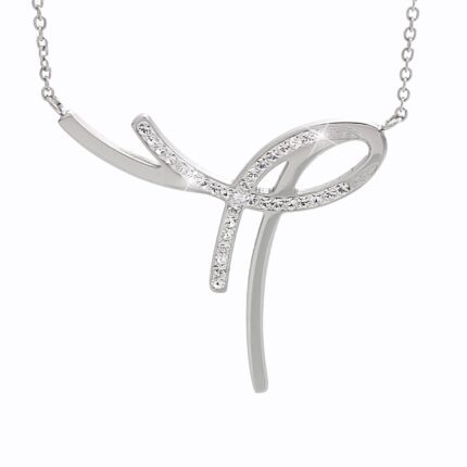 Ocelový náhrdelník dvojitá zatočená čárka s krystaly Swarovski Crystal