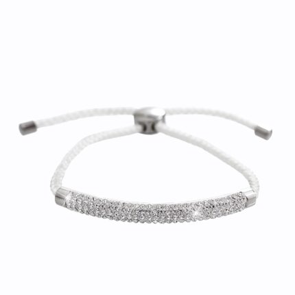Ocelový náramek na šňůrce drobně zdobený krystaly Swarovski Crystal