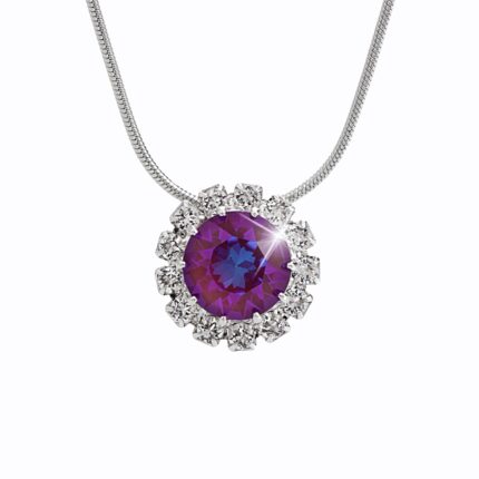Náhrdelník z bižuterní slitiny květ poskládaný z krystalů Swarovski Burgundy