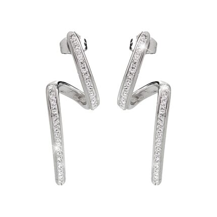 Ocelové náušnice puzety přetočená vlnka osázená krystaly Swarovski Crystal