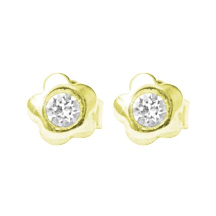 Pozlacené stříbrné náušnice puzety plná kytička s krystalem Swarovski Crystal (Stříbro 925/1000)