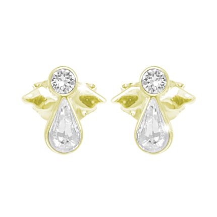 Pozlacené stříbrné náušnice puzety andílek s tvarovými krystaly Swarovski Crystal (Stříbro 925/1000)