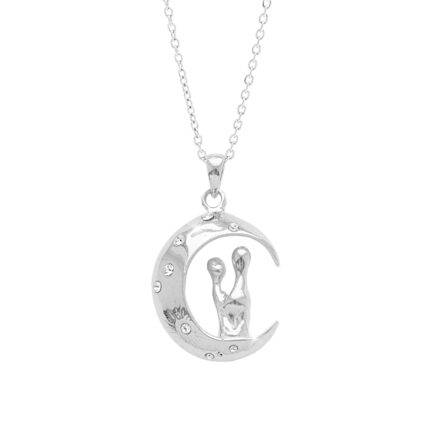 Pozlacený náhrdelník milenci a měsíc s krystaly Swarovski Crystal (Stříbro 925/1000)
