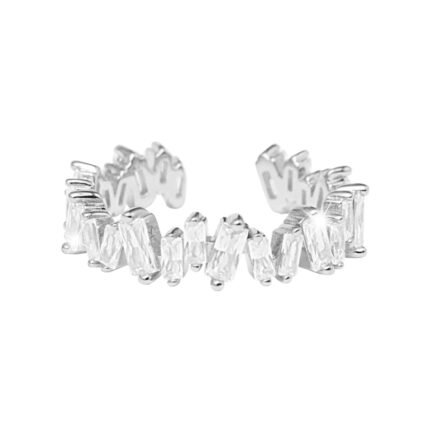 Stříbrný prsten z Kubických zirkonů ve tvaru baget Crystal (Stříbro 925/1000)