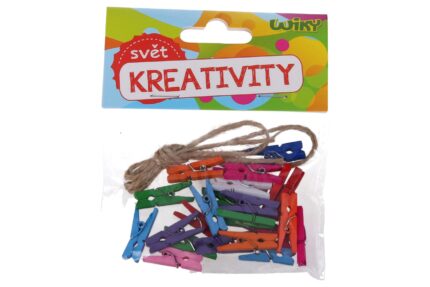 Kolíčky barevné 2,5 cm, 25ks + provázek