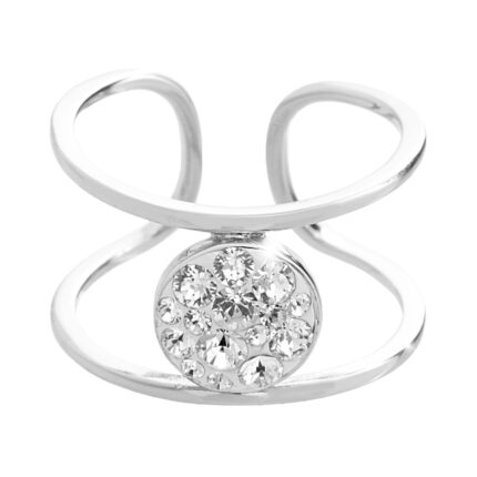 Stříbrný prsten dva kroužky s kulatým lůžkem a krystaly Swarovski Golden Shadow (Stříbro 925/1000)