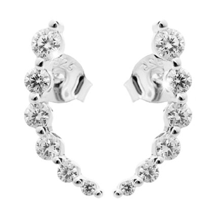 Stříbrné náušnice puzety z krystalů do lehkého obloučku Swarovski Crystal (Stříbro 925/1000)