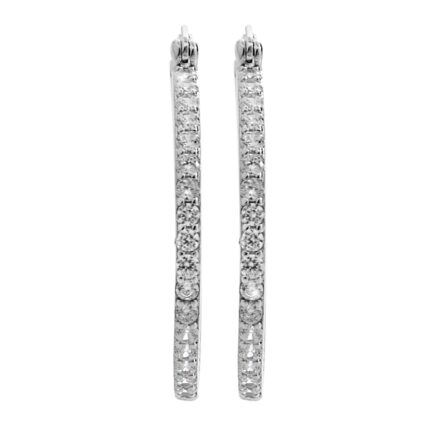 Stříbrné náušnice kreole větší s Kubickými zirkony Crystal po celém obvodu (Stříbro 925/1000)