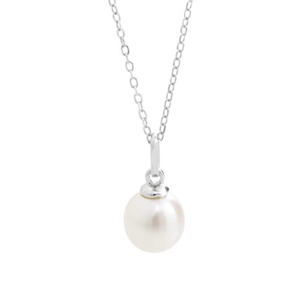 Stříbrný náhrdelník samostatná říční perla White (Stříbro 925/1000)