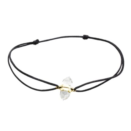 Šňůrkový náramek s pozlaceným stříbrným přívěskem a křišťálem Crystal (Stříbro 925/1000)