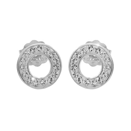 Stříbrné náušnice puzety kroužek s krystaly Swarovski Crystal (Stříbro 925/1000)
