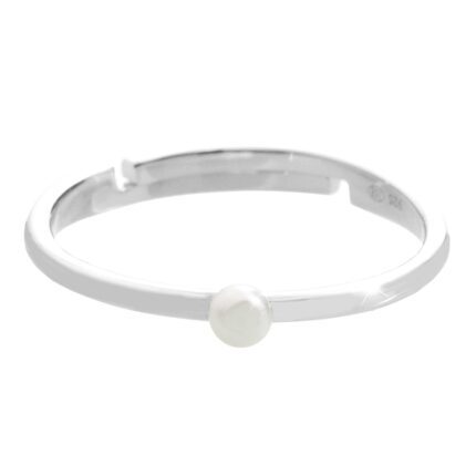 Stříbrný prsten s malou říční perlou White (Stříbro 925/1000)