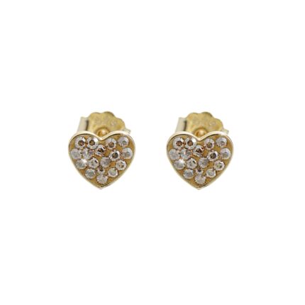 Pozlacené stříbrné náušnice puzety malé srdíčko s krystaly Swarovski Golden Shadow (Stříbro 925/1000)