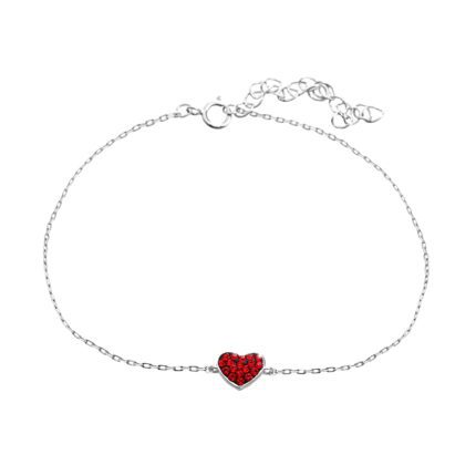 Stříbrný náramek malé srdíčko s krystaly Swarovski Light Siam (Stříbro 925/1000)