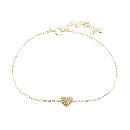 Pozlacený stříbrný náramek malé srdíčko s krystaly Swarovski Golden Shadow (Stříbro 925/1000)