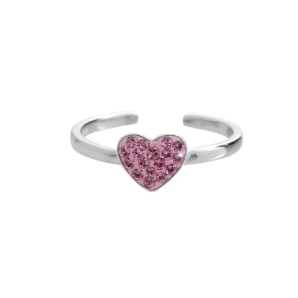 Stříbrný prsten malé srdíčko s krystaly Swarovski Light Rose (Stříbro 925/1000)