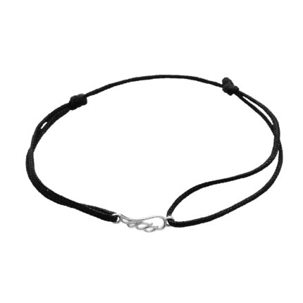Šňůrkový náramek se stříbrným přívěskem mini křídla kovového bez krystalů (Stříbro 925/1000)