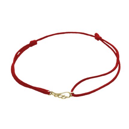 Šňůrkový náramek s pozlaceným stříbrným přívěskem mini křídla kovového bez krystalů red (Stříbro 925/1000)