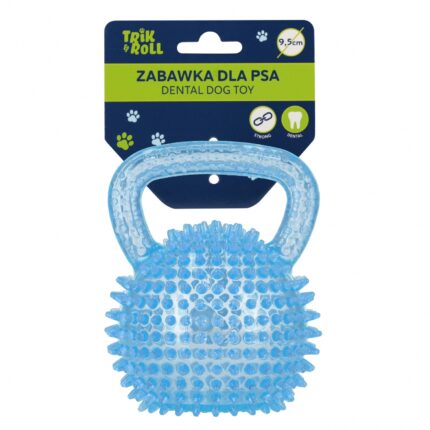 Hračka pro mazlíčky Dentální pískací hračka pro psy s úchytem modrá 9,5 cm