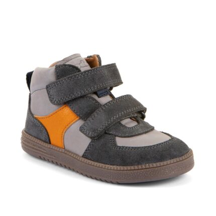 Dětské celoroční kožené kotníkové barefoot boty LOOP HIGH-TOPS GREY -3