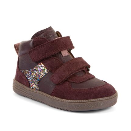 Dívčí celoroční kožené kotníkové barefoot boty LOOP HIGH-TOPS DARK BORDEAUX -4