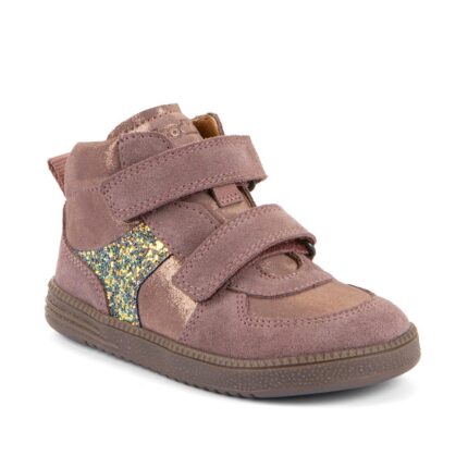 Dívčí celoroční kožené kotníkové barefoot boty LOOP HIGH-TOPS PINK/GOLD -5