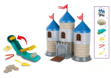 Kinetický písek sada na stavbu z cihliček Hrad 750g - český obal