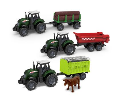 Traktor s přívěsem kov/plast 17 cm