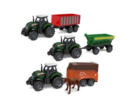 Traktor s přívěsem kov/plast 17 cm