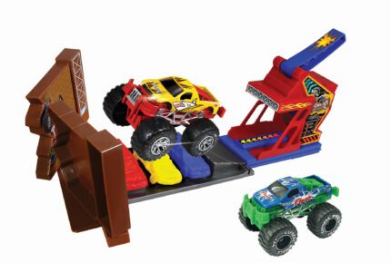 Auta Monster truck Kaskadérská dráha s 2 kovovými auty