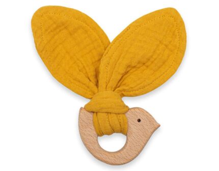 Kousátko s ptáčkem New Baby Bird mustard